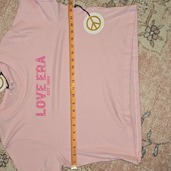 Love Peace & Lazy Days Love Era 1989 Rhinestone Oversized Crop Tee Size L - Picture 6 of 9
